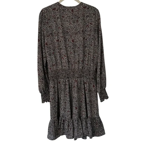 NEW Black Michael Kors Long Sleeve Dress Floral Style Designer MK Women’s Large! - Picture 2 of 4